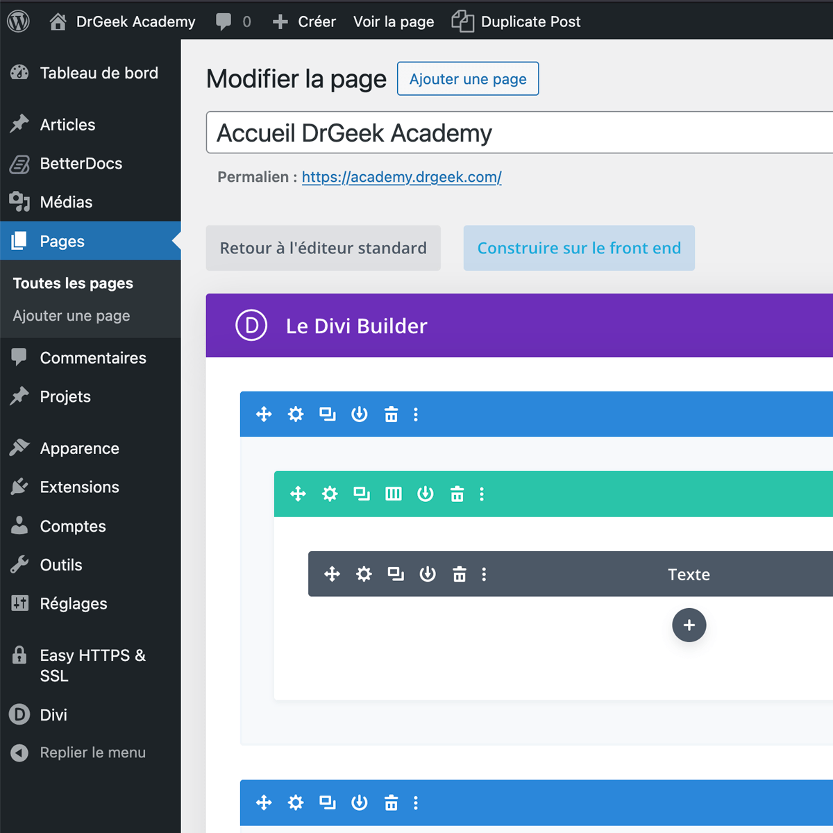 Éditeur de page WordPress